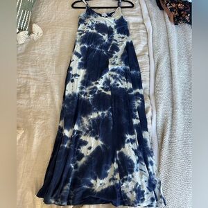 Tie-Dye Navy and White Maxi Dress
